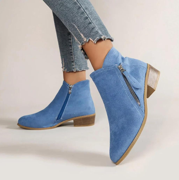 Valenzora | Women's suede boots with a comfortable fit and zipper