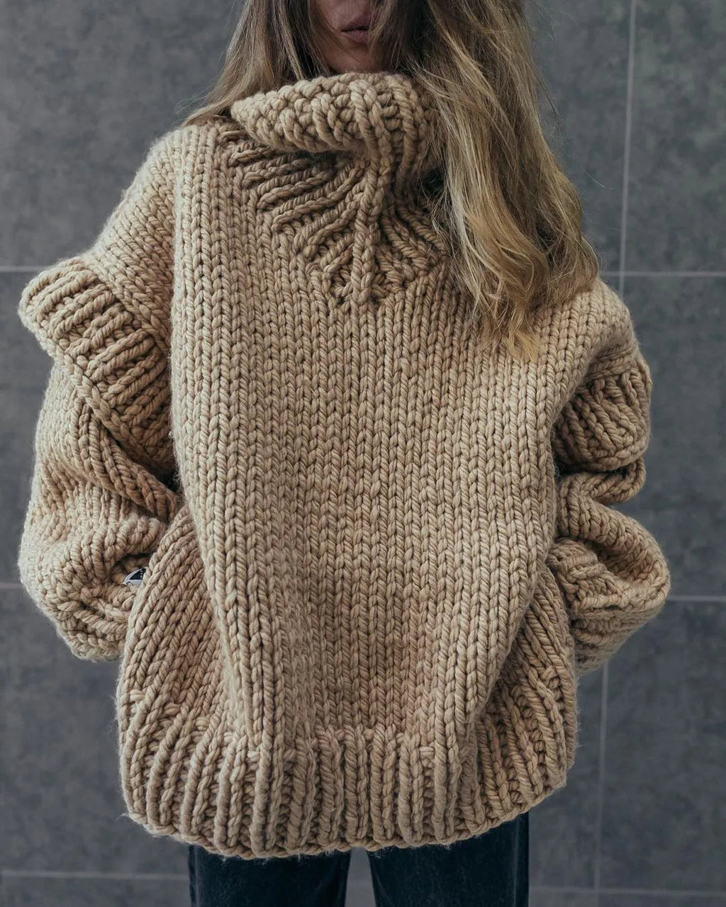 Oversized knitted turtleneck sweater