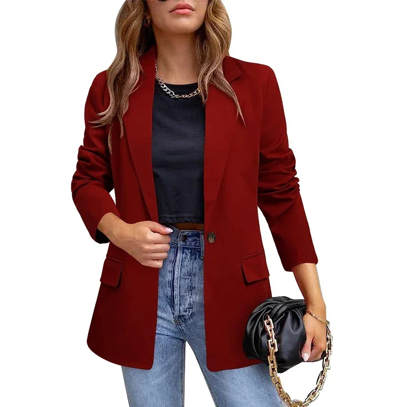 Valenzora | Long women's blazer with flap pockets and tailored cut