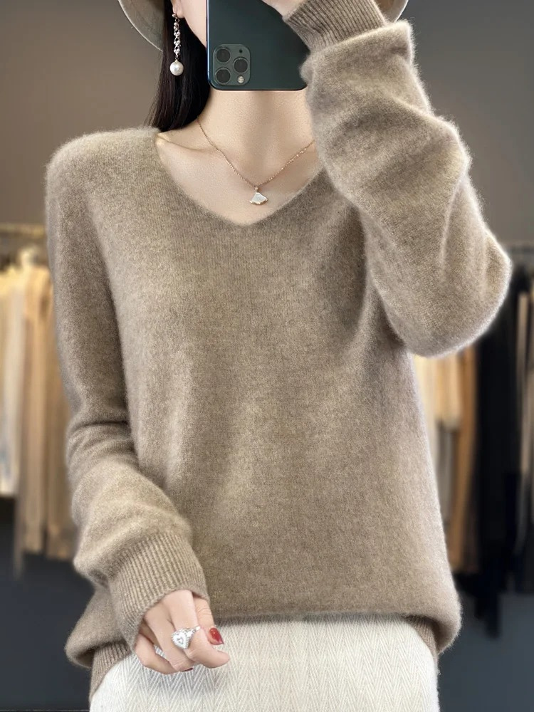Valenzora | Damen Kaschmir Pullover, Eleganter V-Ausschnitt, Weich & Bequem