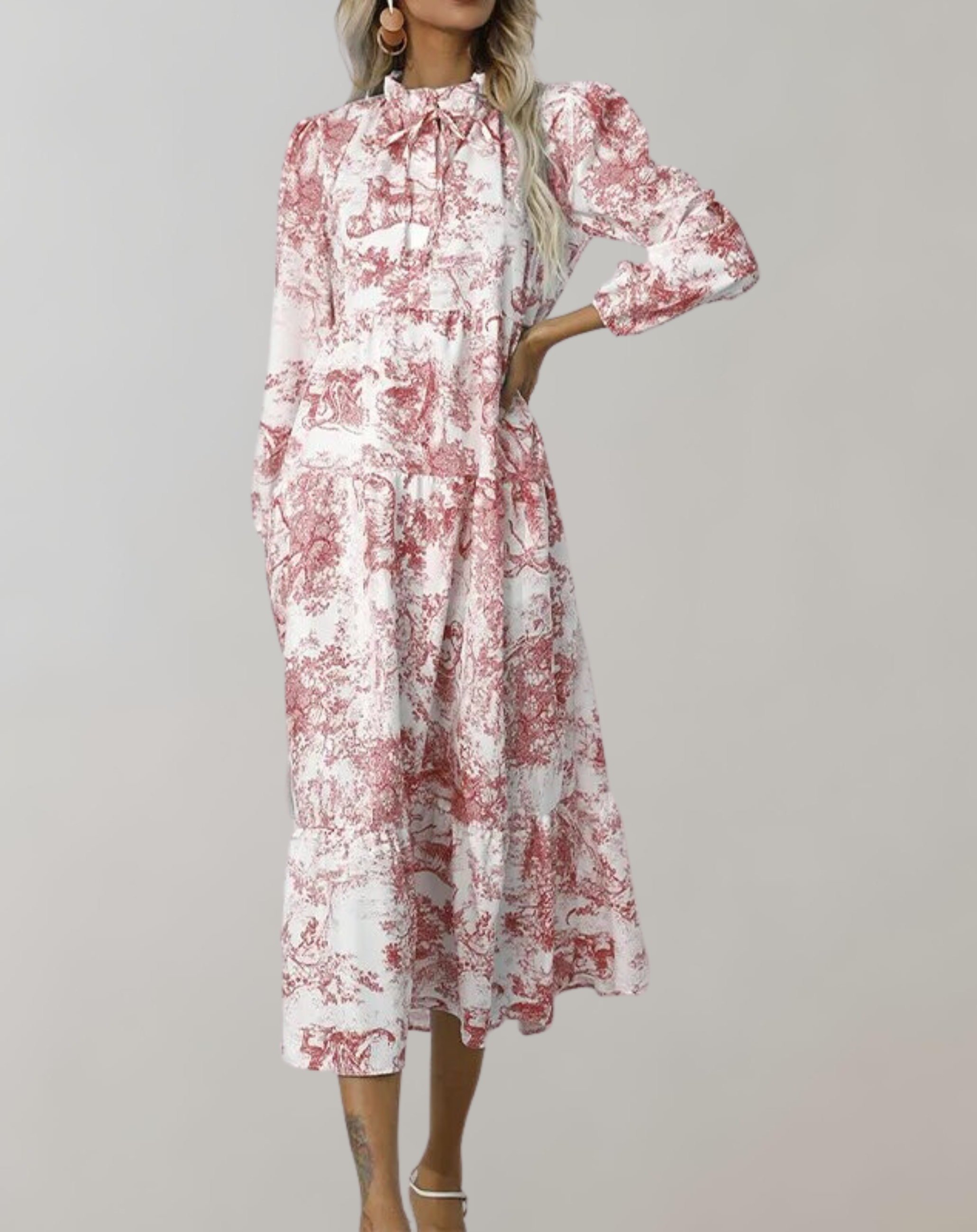 Valenzora - New Long Sleeve Women's Midi Dress