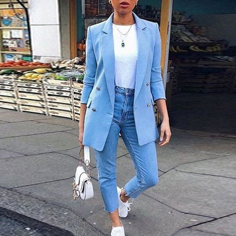 Valenzora | Damen Blazer Eleganter Longblazer mit 3/4 Ärmeln, Ideal für Business-Looks