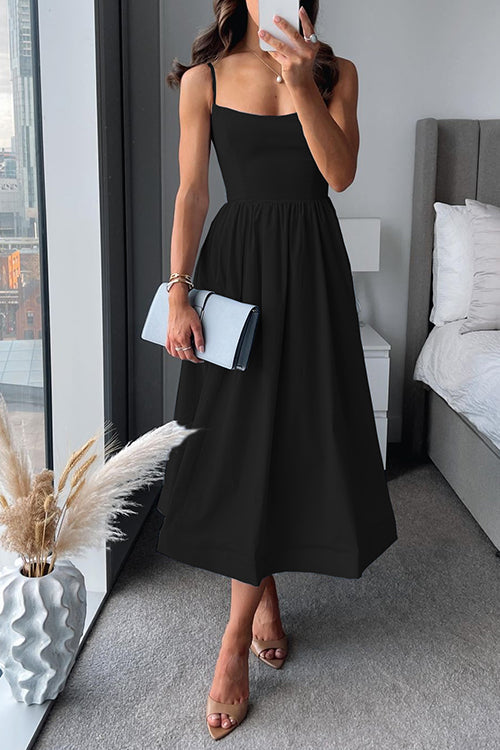 Valenzora | Spaghetti strap A-line midi dress