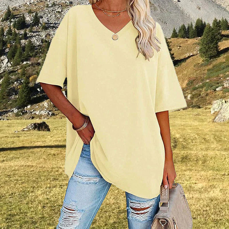 Valenzora | Casual Plus Size V-Neck T-Shirt for Women