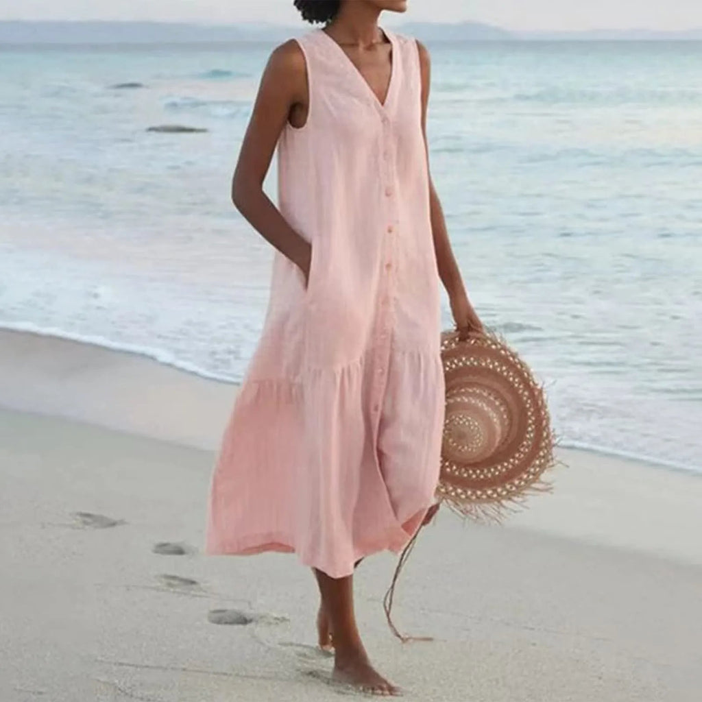 Valenzora | V-neck linen dress