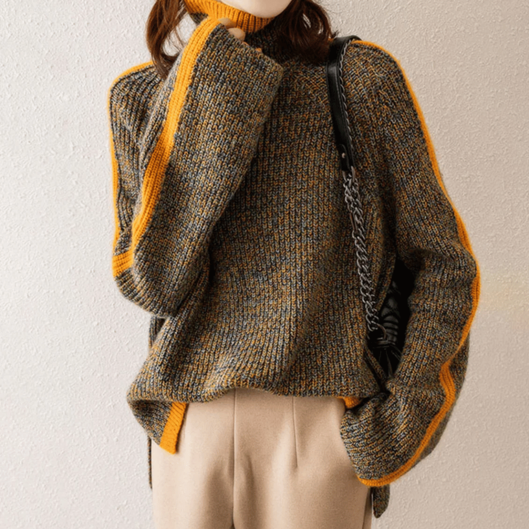 Melange knit turtleneck sweater