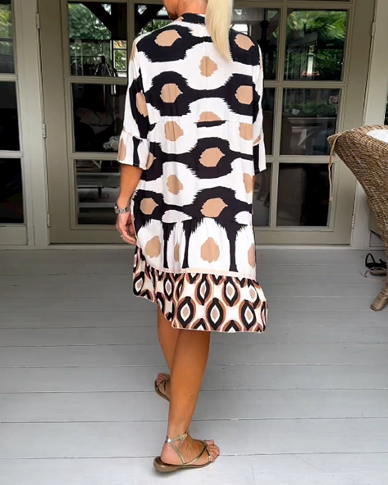 Valenzora A-line dress | Stylish printed midi summer dress for women with pockets