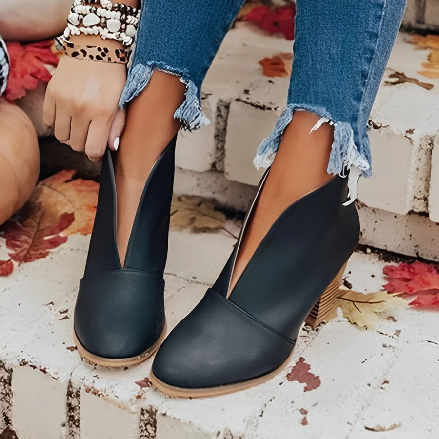 Valenzora | Women's High Heel Ankle Boots, V-shaped Opening, Slippers, Chic and Elegant