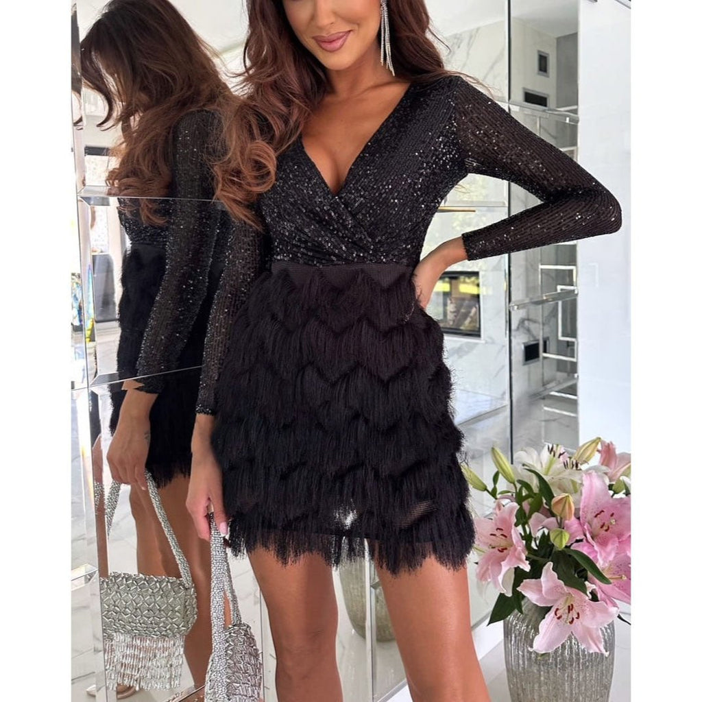 Valenzora | Stylish Winter Chic Glitter Mini Dress for Women