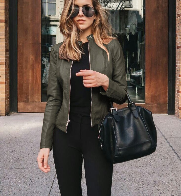 Valenzora Leather Jacket | Elegant leather-look jacket for women
