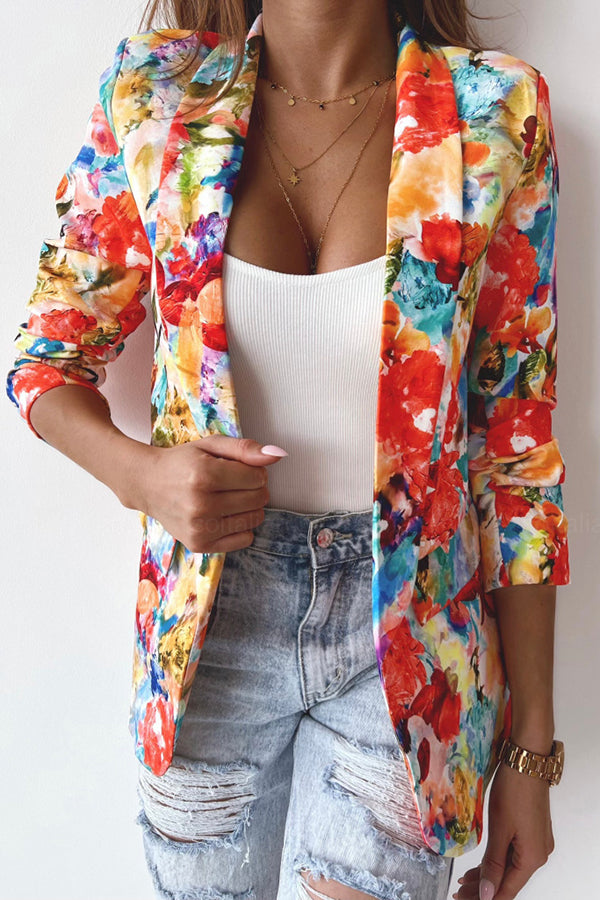 Valenzora | Free and Genuine Floral Lapel Leisure Suit Blazer