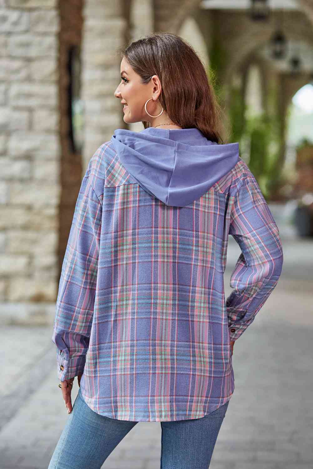 Valenzora | Checkered long-sleeved hooded jacket