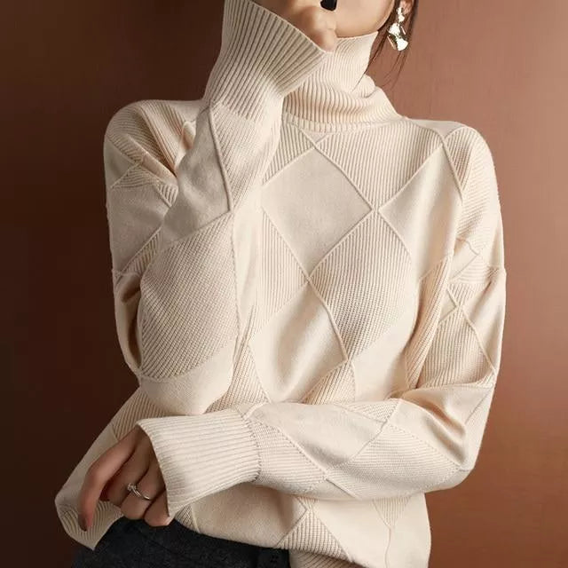 Comfortable, loose-fitting turtleneck sweater