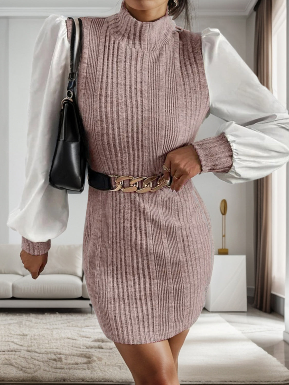 Valenzora | Stylish Autumn Ribbed Sweater Dress for Women