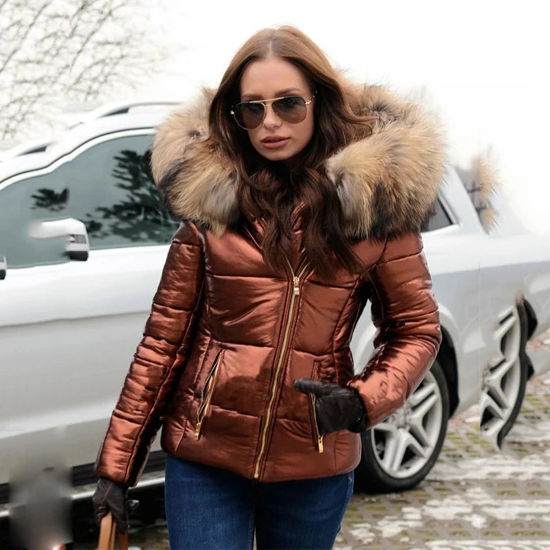Valenzora - Paris - Stylish jacket with faux fur lining, hood and collar