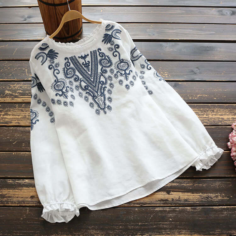 Valenzora | Besticktes Rundhals-Shirt