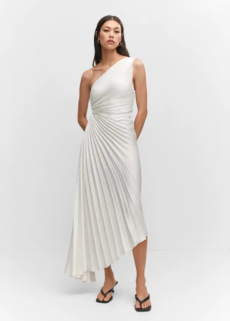 Valenzora | One Shoulder Pleated Midi Dress