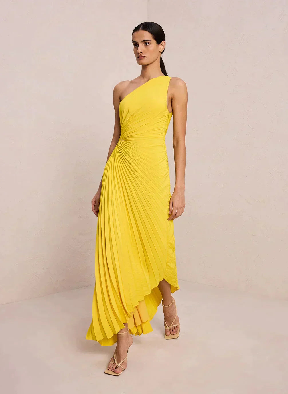 Valenzora | One Shoulder Pleated Midi Dress