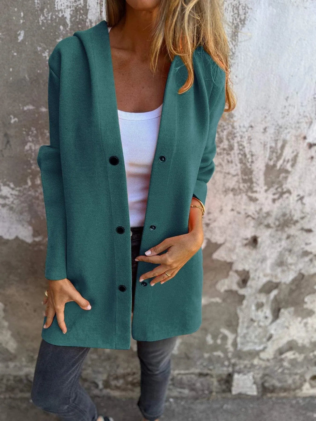 Valenzora | Lässige, einreihige Strickjacke mit Kapuze