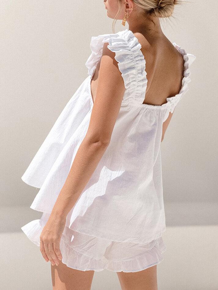 Valenzora | Baumwoll-Rüschen-Cami-Shorts-Set