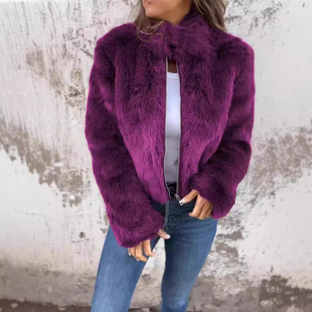 Valenzora | Elegant fur coat with zipper closure