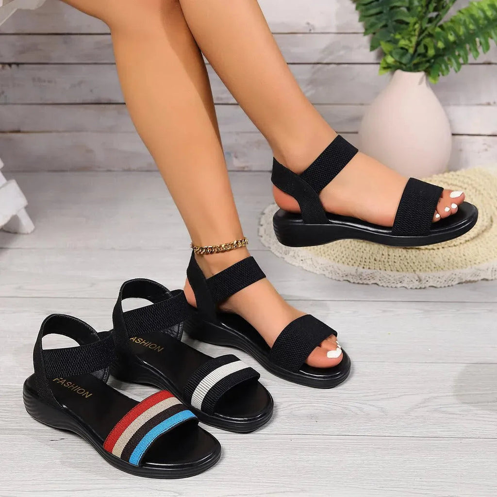 Valenzora | Sommerliche Leinen-Sandalen mit elastischem Riemen