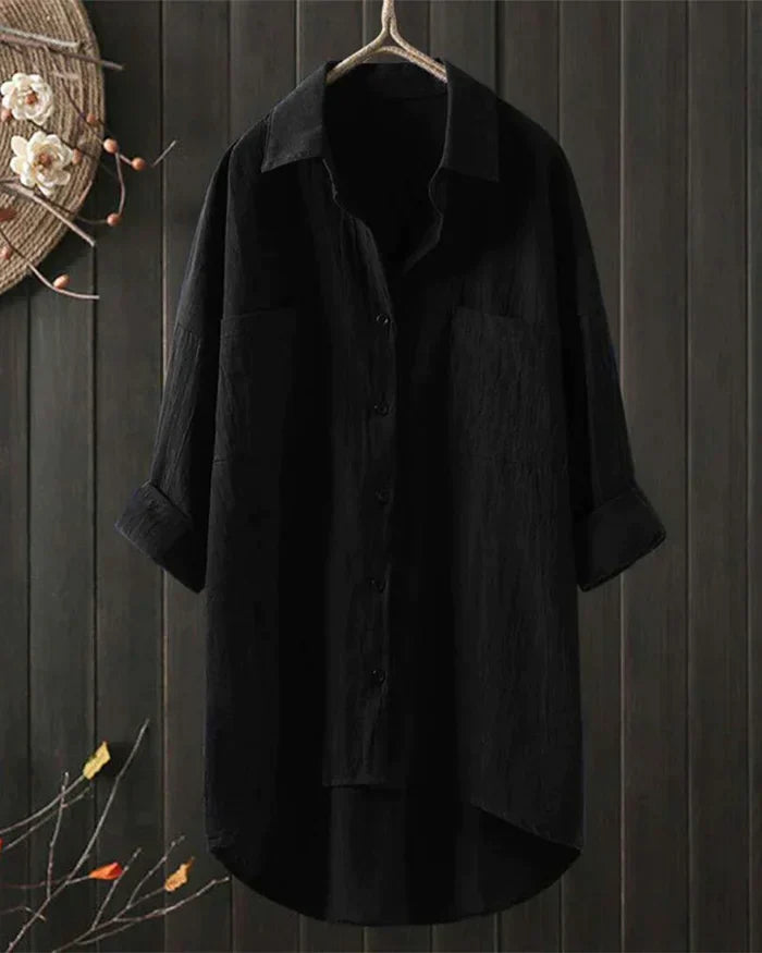 Valenzora | Linen shirt with long sleeves and button placket for spring