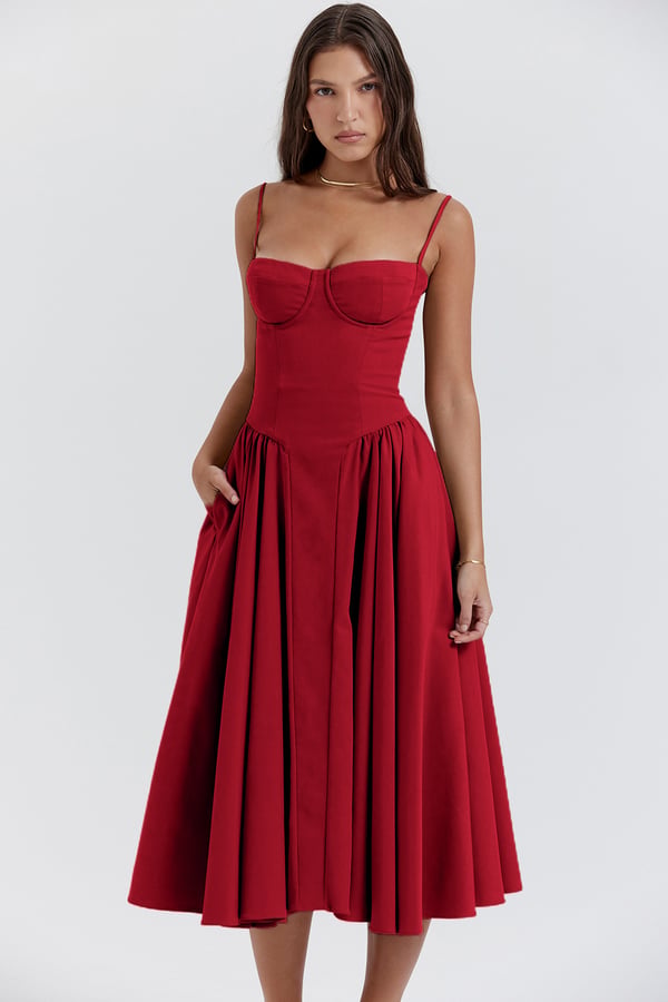 Valenzora | Sleeveless midi dress with a corset fit
