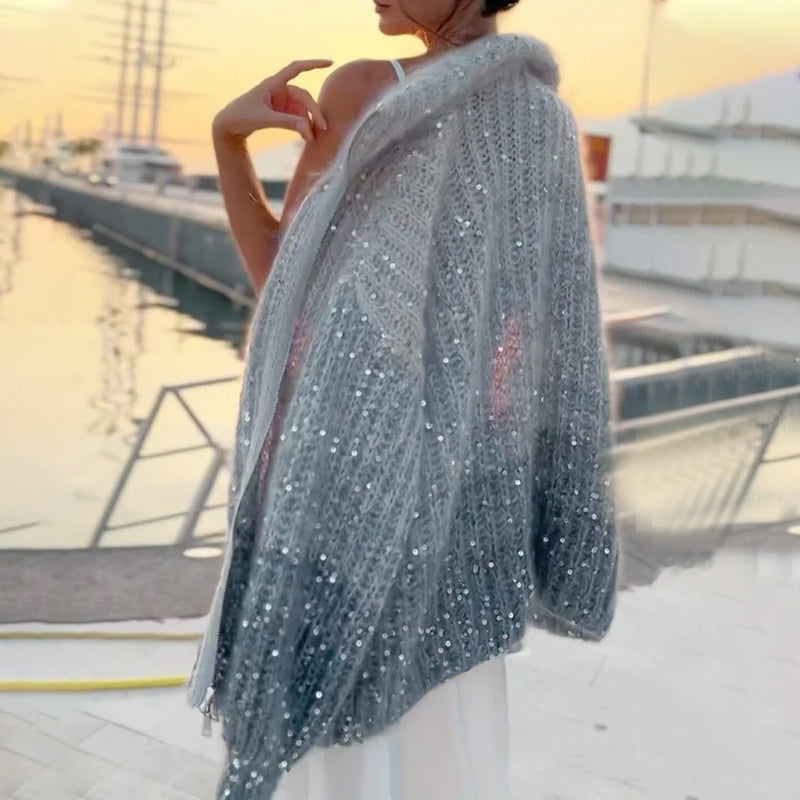 Valenzora | Strickjacke mit Glitzerpailletten