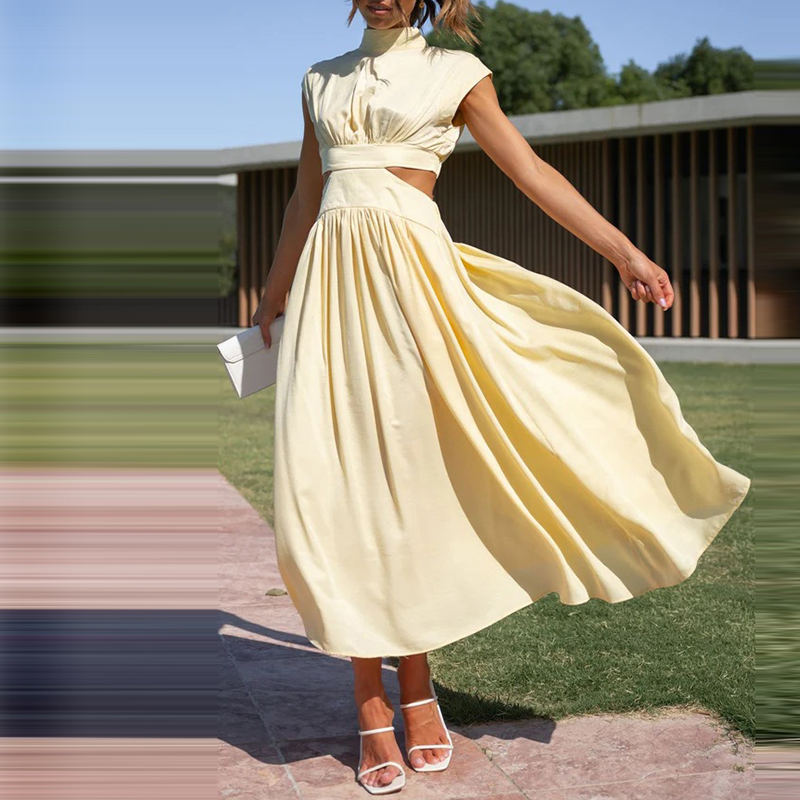 Valenzora - Midi dress with cut-outs and pleats