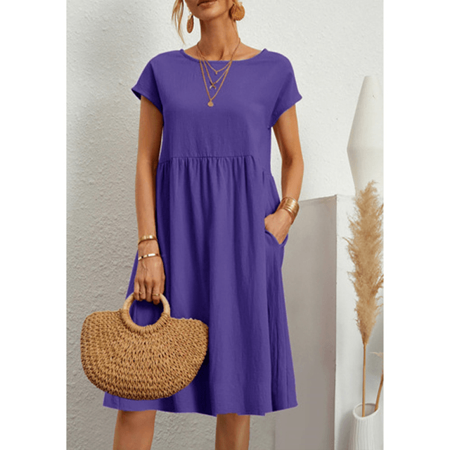 Valenzora | Women's Cotton Linen Midi Dress