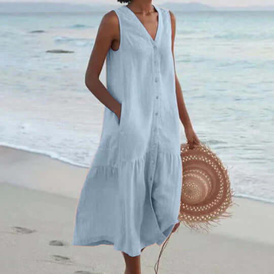 Valenzora | Soft Pink Linen-like Dress
