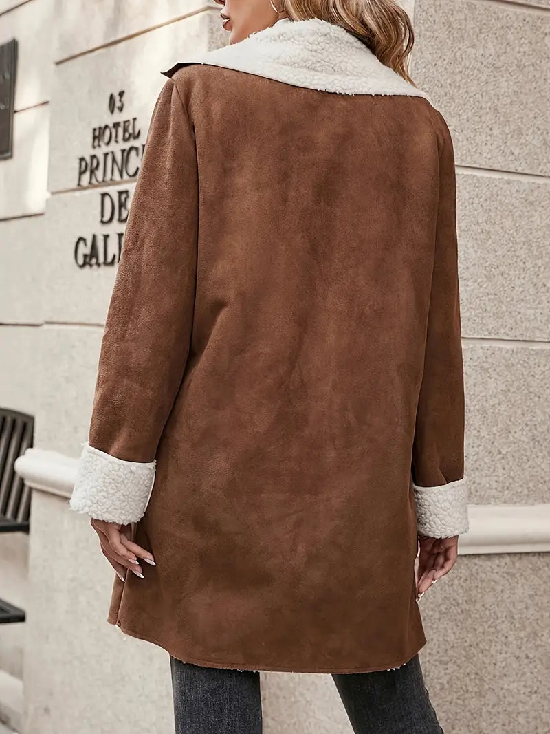 Woven, elegant coat with button closure