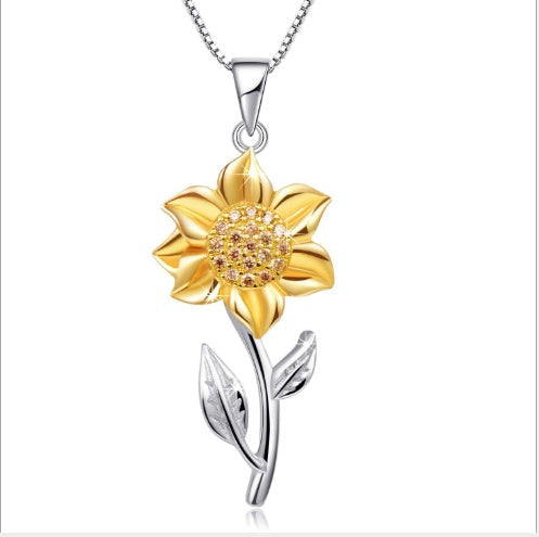 Valenzora | Gold Necklace Made of Sterling Silver with Sunflower