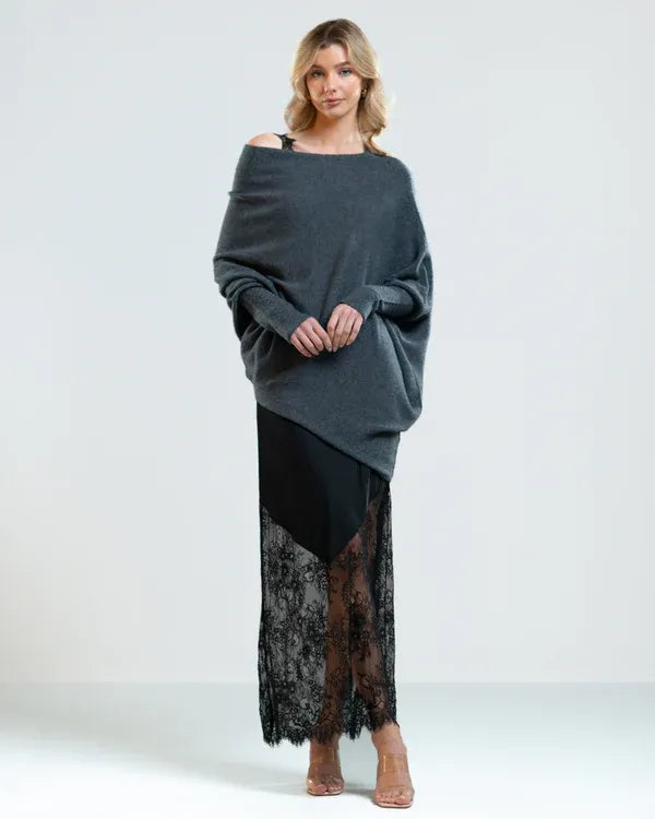 Valenzora | Asymmetrischer Damenpullover mit eleganter Drapierung