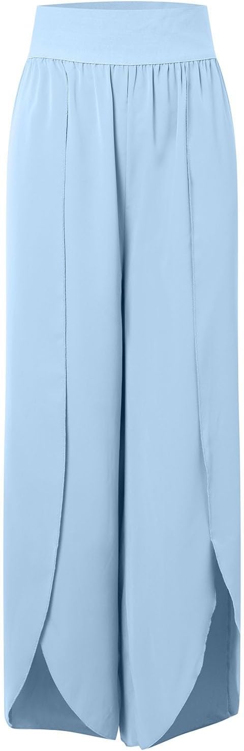 Women's airy culottes with side slits, size