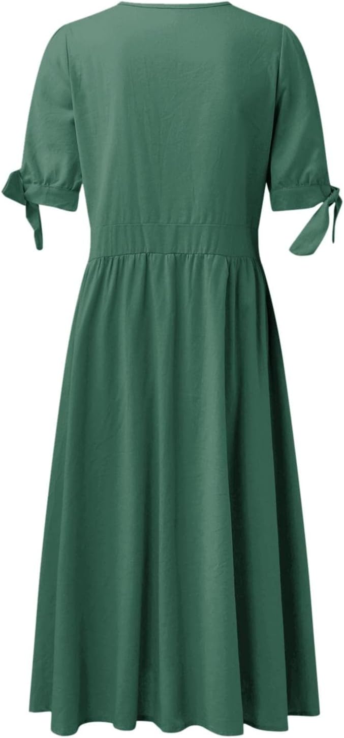 Valenzora | Elegant casual dresses with V-neck and buckle closure