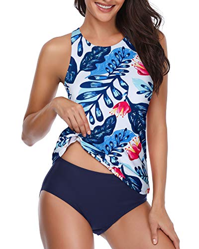 Valenzora | High-necked halter scoop back tankini with shorts
