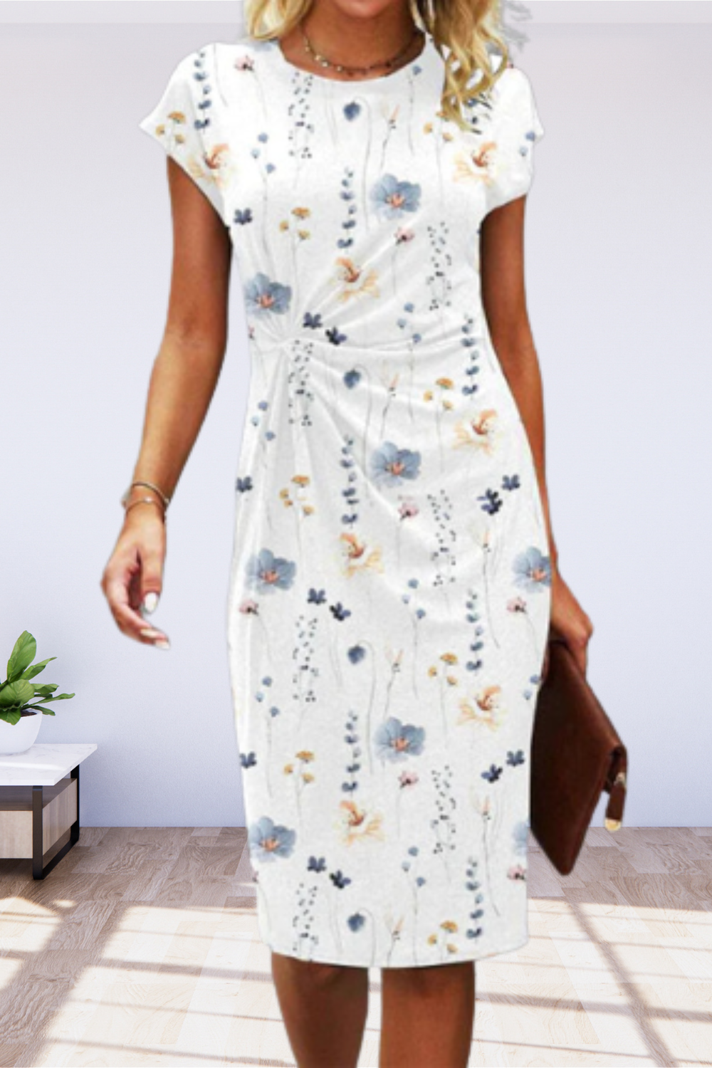 Valenzora | Kurzärmeliges elegantes Blumenkleid