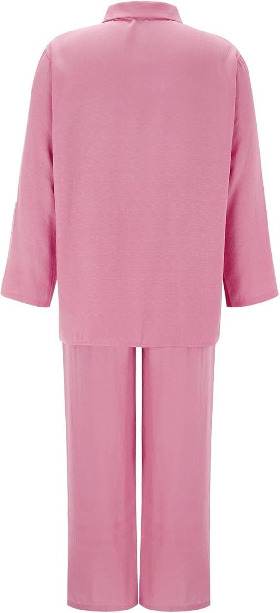 SummerSilhouette Duo™ – Women's Linen Two-Piece Set with Blouse & Trousers, Airy, Elegant & Comfortable for Summer