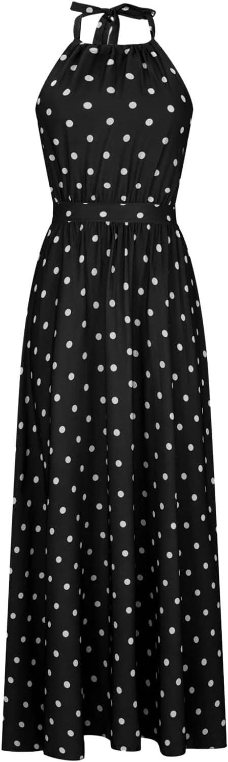Valenzora | Boho Print Patchwork Halter Pleated Dresses