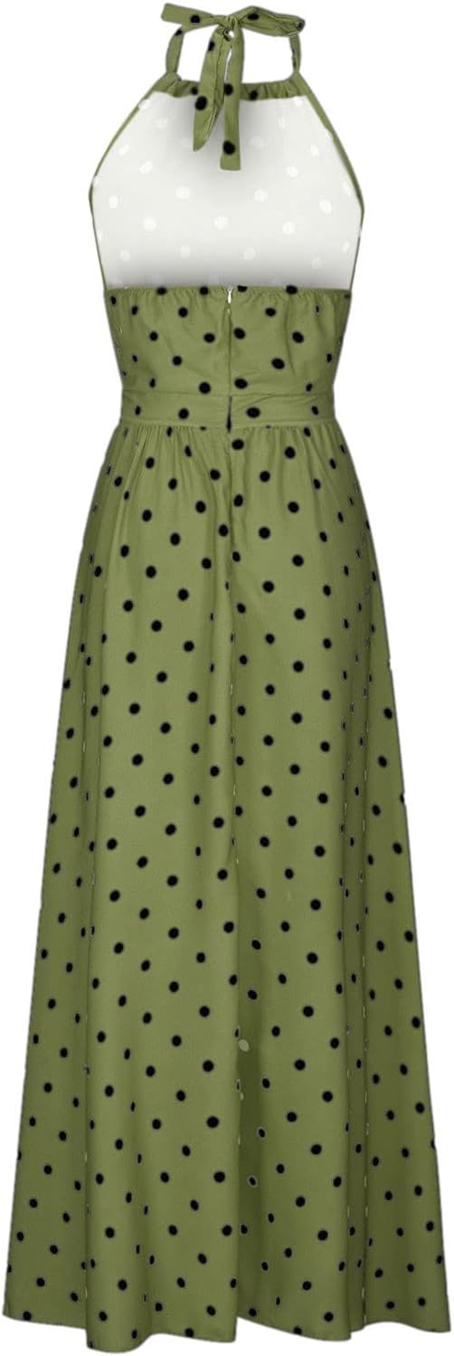 Valenzora | Boho Print Patchwork Halter Pleated Dresses