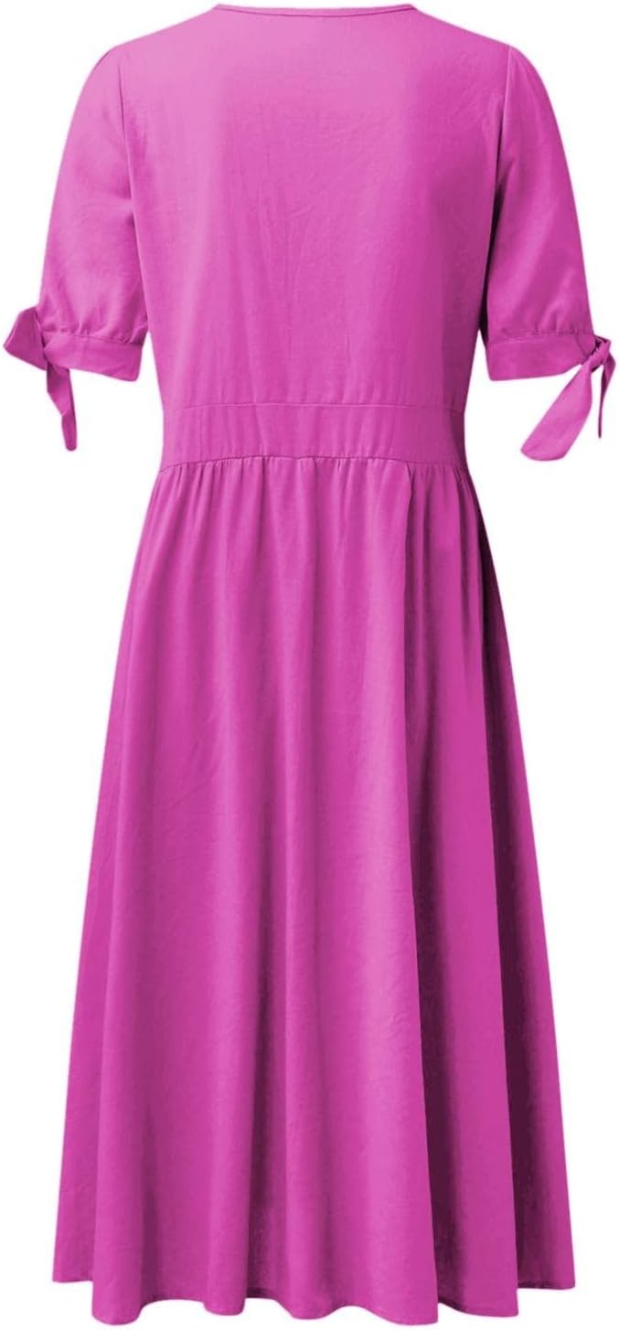 Valenzora | Elegant casual dresses with V-neck and buckle closure