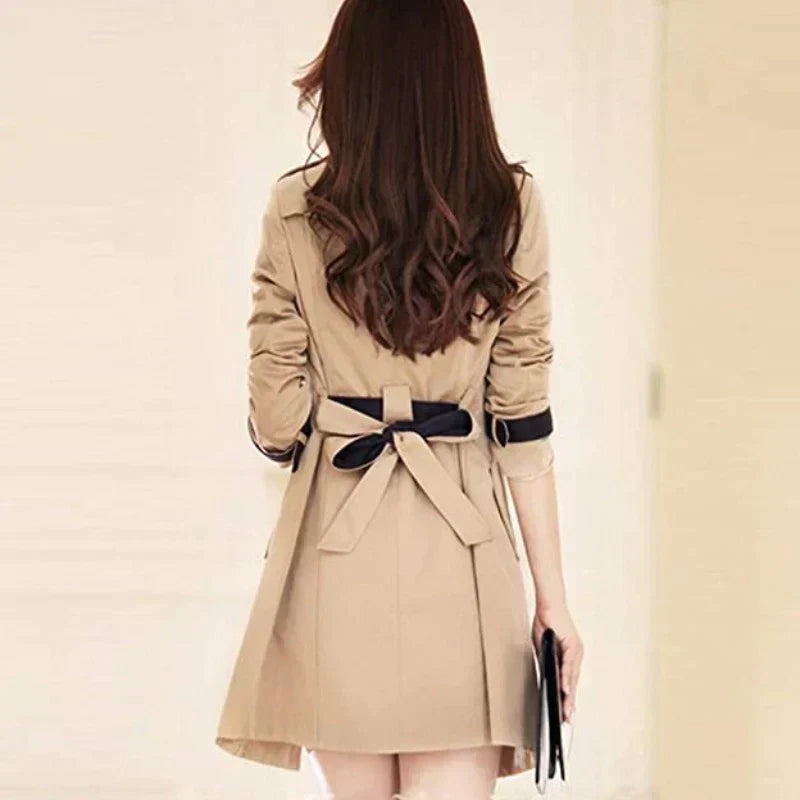 Valenzora - Long designer trench coat with double-breasted button placket