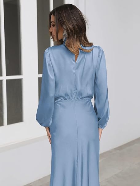 Valenzora | Satin Dress with Long Sleeves for Women