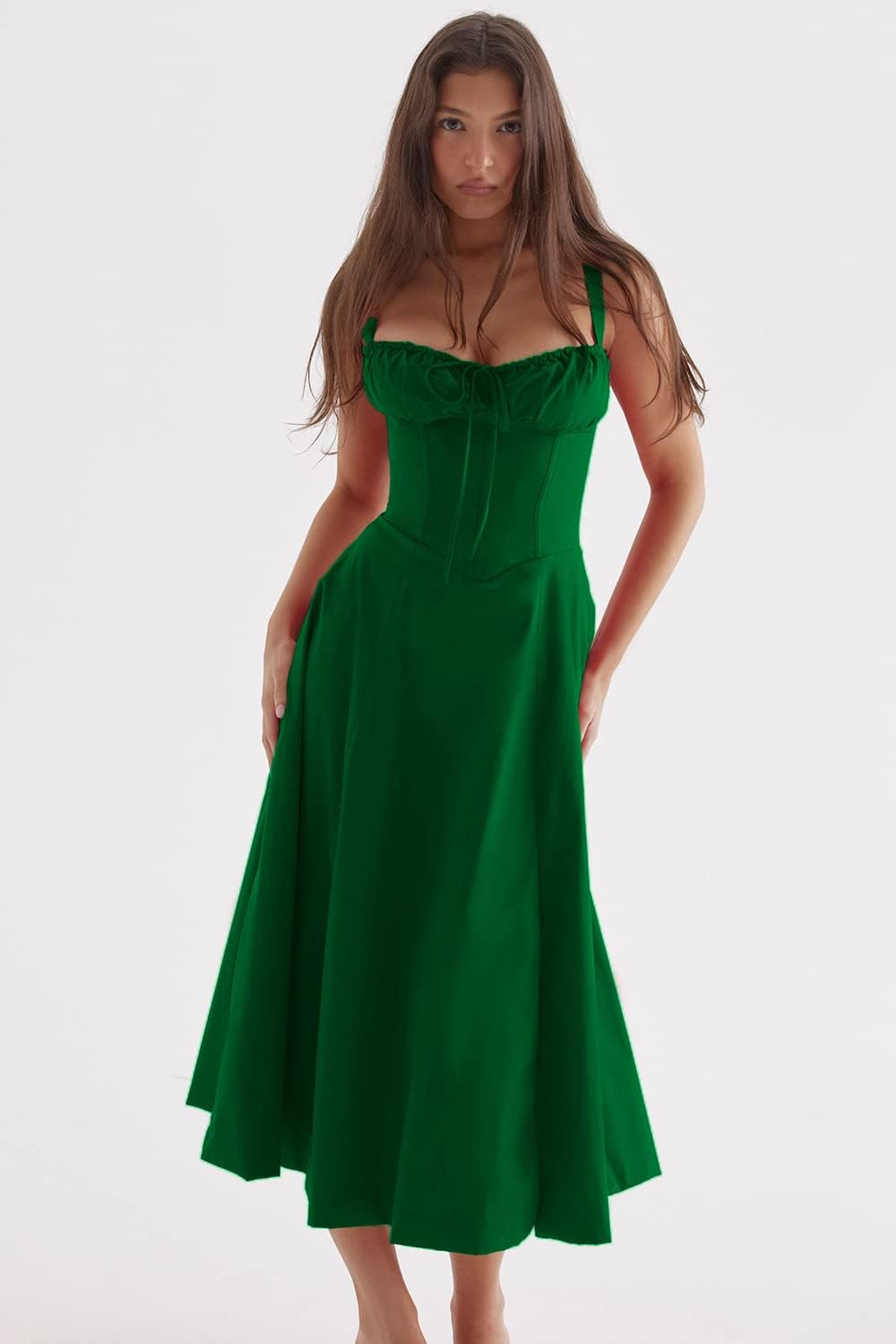 Valenzora - Midi dress with fitted top and flared skirt | Mini dress with spaghetti straps