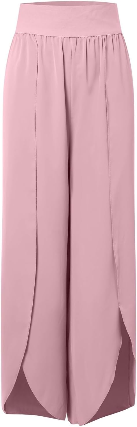 Women's airy culottes with side slits, size