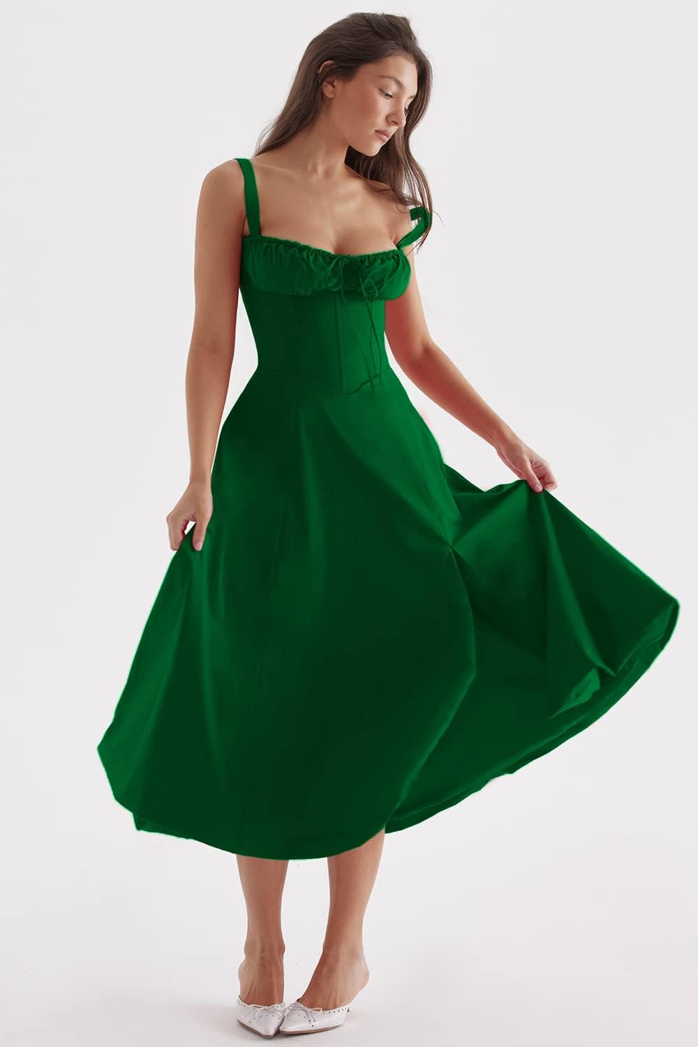 Valenzora - Midi dress with fitted top and flared skirt | Mini dress with spaghetti straps