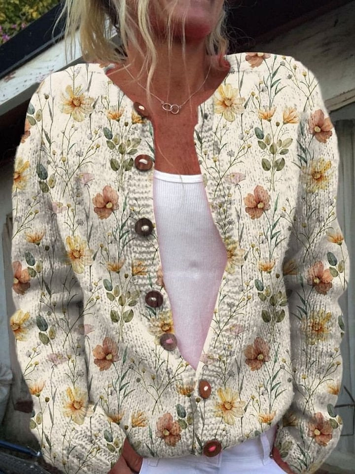 Valenzora | Elegante Strickjacke mit Blumenmuster