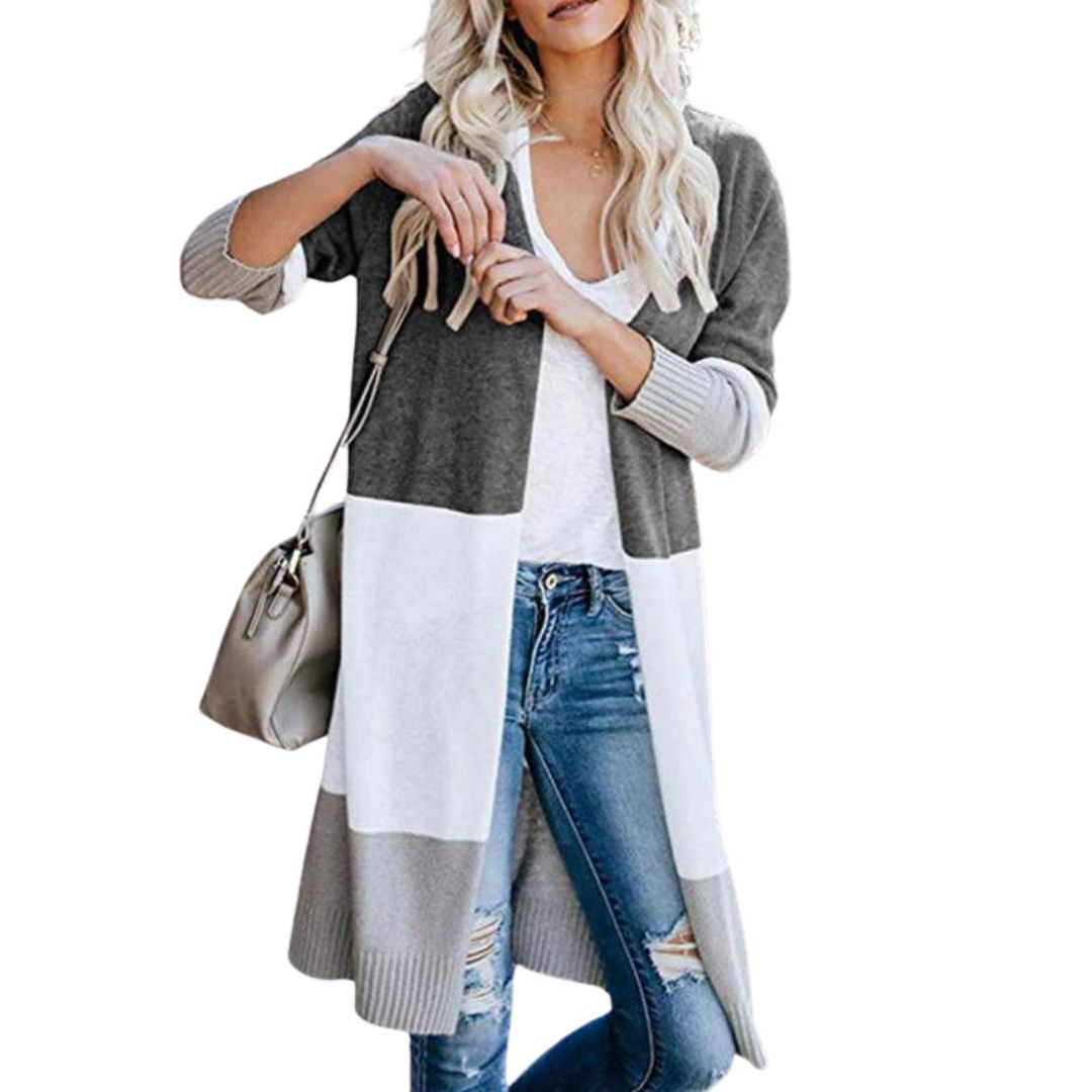 Valenzora | Cardigan with color blocking and open front